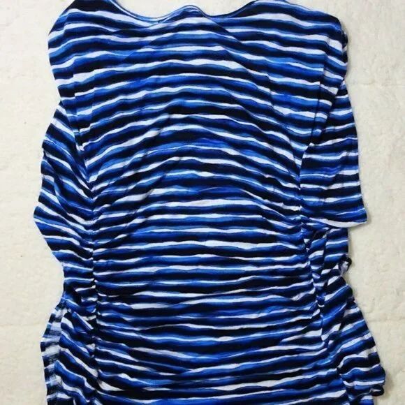 Michael Kors Blue Top w/ Side Ruffles Size Small - Picture 2 of 5